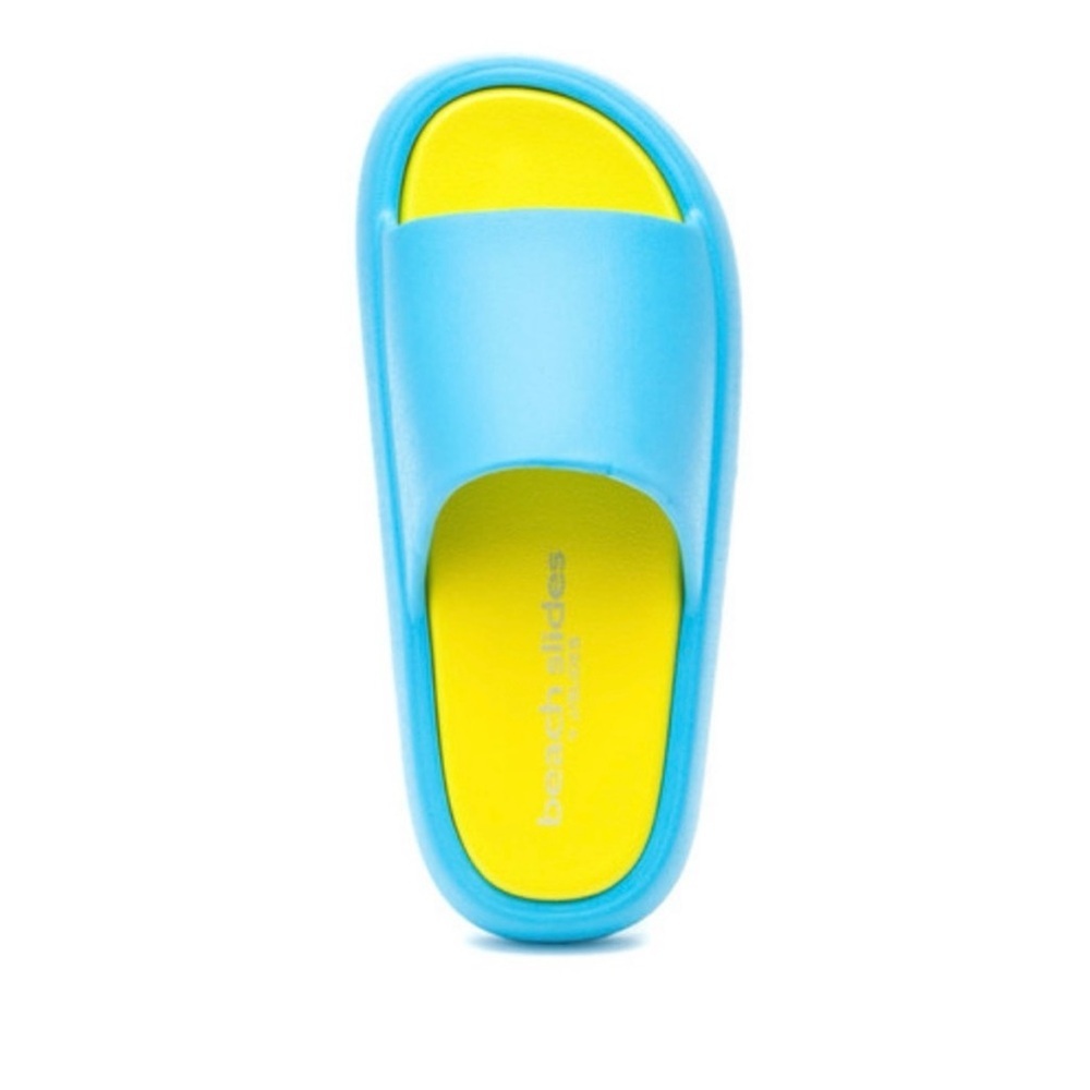 NEW J/SLIDES squish sandal in turquoise/yellow si… - image 2